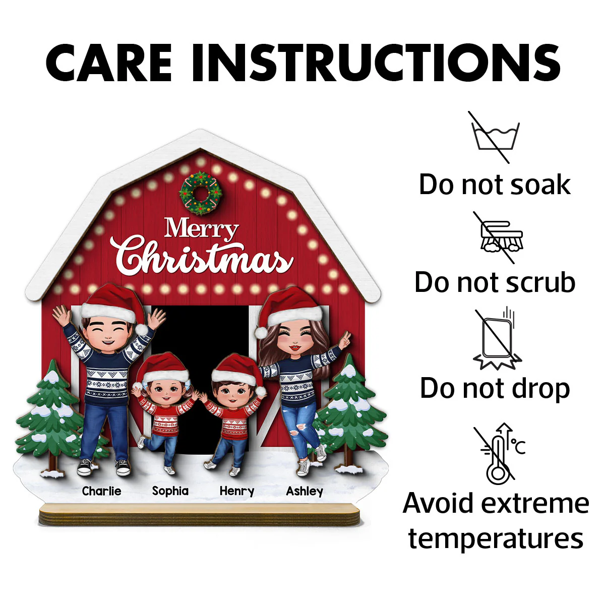 Christmas Farm House Family Tabletop Fireplace Decor Personalized 2-Layer Standing Wooden Plaque - Image 17