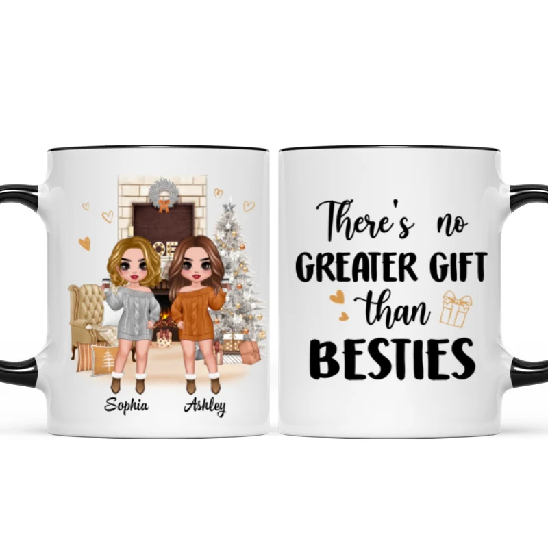Christmas Fireplace Doll Besties Standing Personalized Mug - Image 2