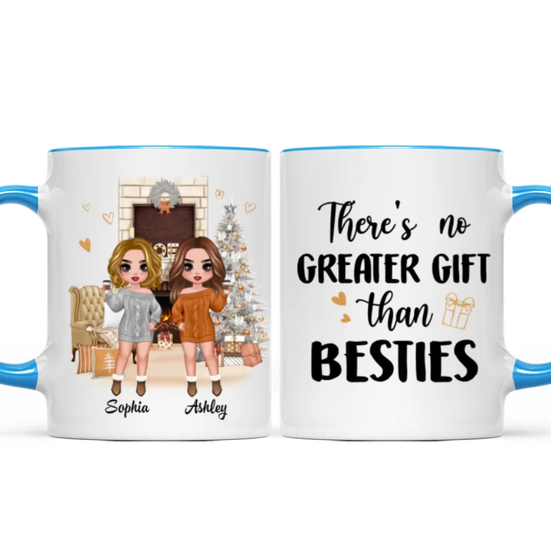 Christmas Fireplace Doll Besties Standing Personalized Mug - Image 5