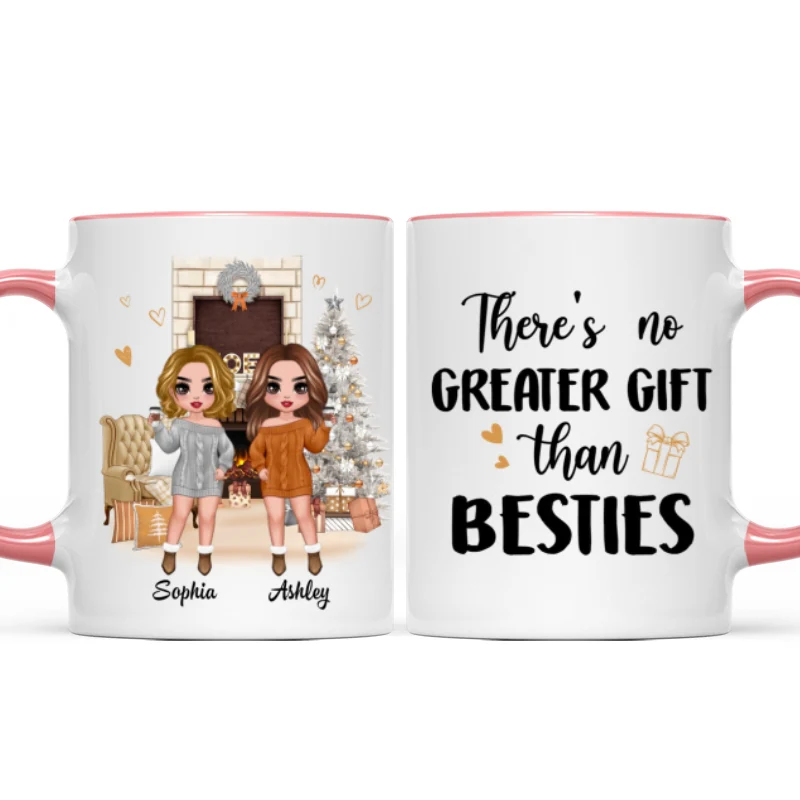 Christmas Fireplace Doll Besties Standing Personalized Mug - Image 6