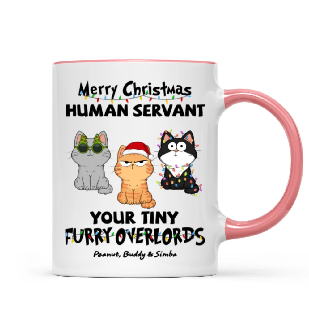 Christmas Fluffy Funny Cats Expressions Merry Christmas Human Servant Personalized Mug - Image 9
