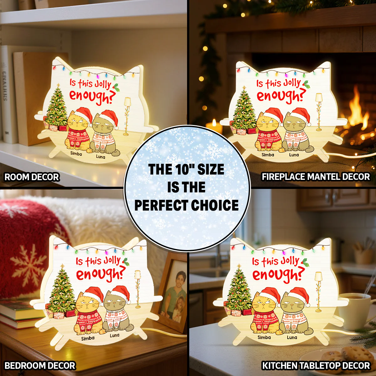 Christmas Funny Cats Meowy Christmas - Personalized Light Box - Gift For Cat Lovers - Image 6