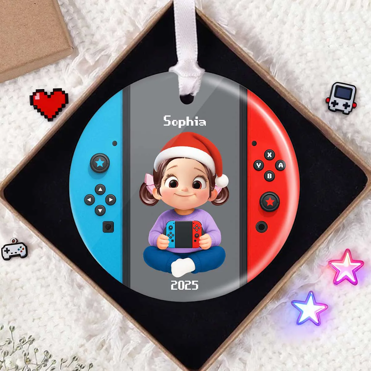 Christmas Gamer - Personalized Ceramic Ornament - Gift for Boys Girls Kids - Image 3