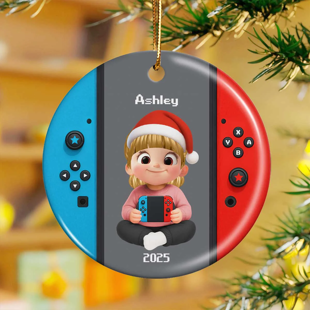 Christmas Gamer - Personalized Ceramic Ornament - Gift for Boys Girls Kids - Image 5