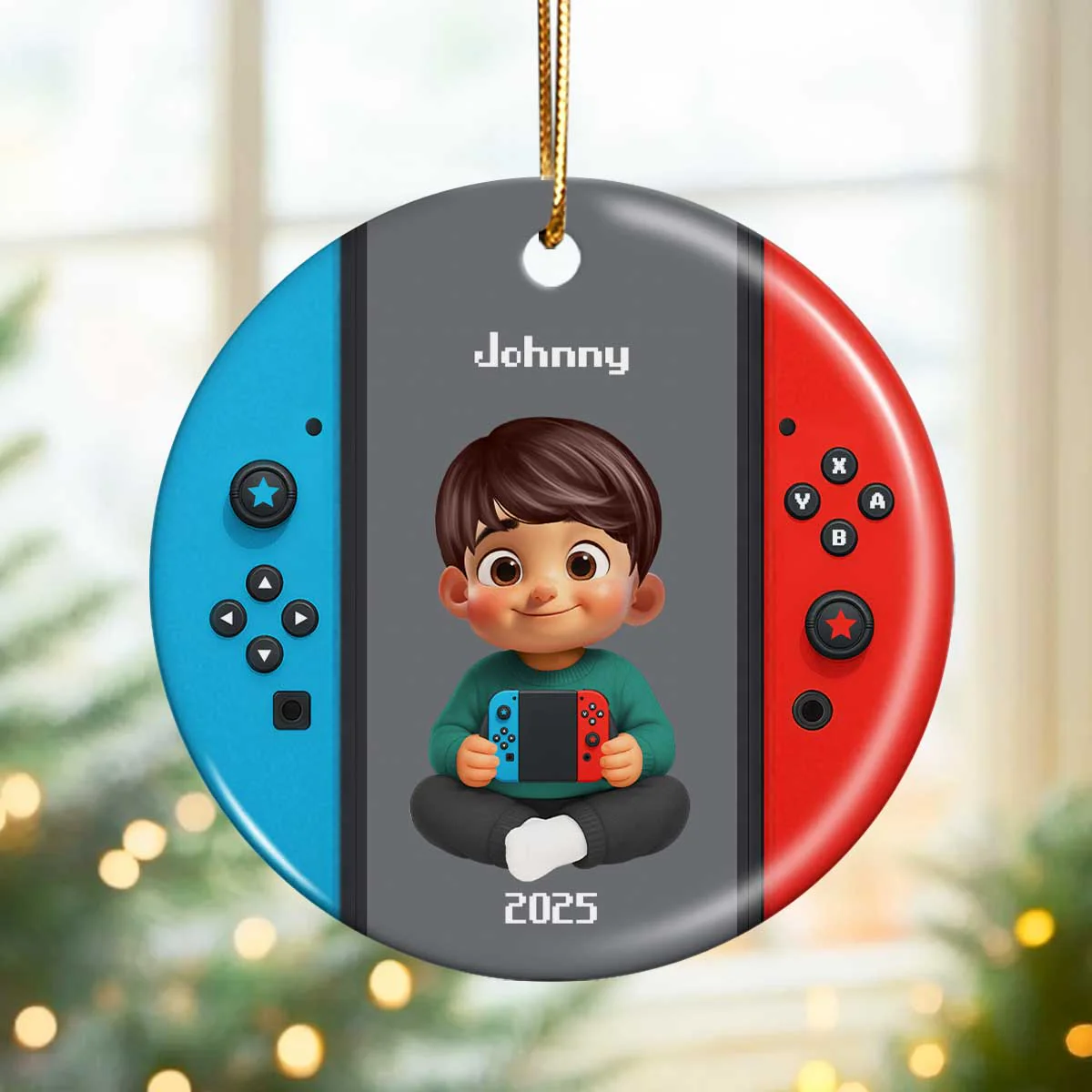 Christmas Gamer - Personalized Ceramic Ornament - Gift for Boys Girls Kids - Image 6