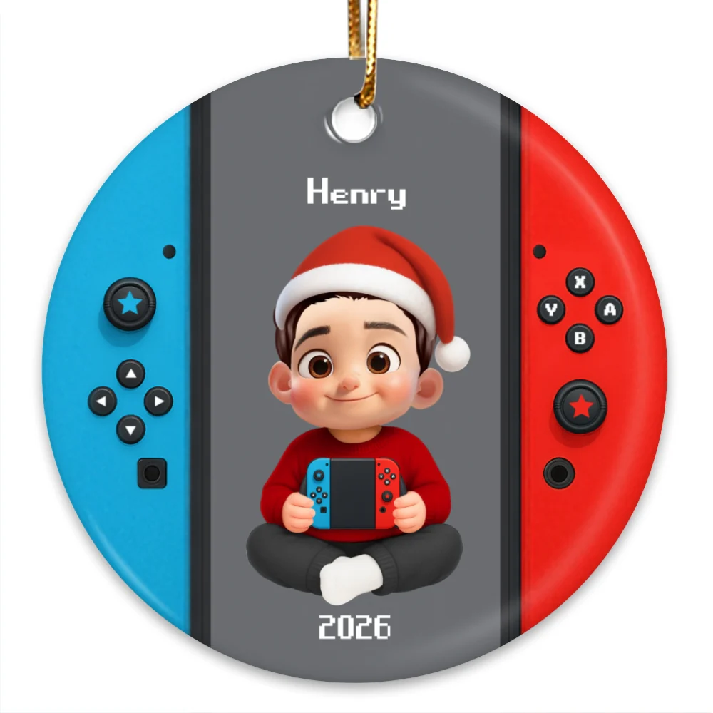Christmas Gamer - Personalized Ceramic Ornament - Gift for Boys Girls Kids - Image 8
