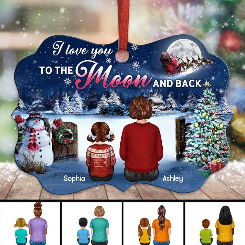 Christmas Gate Grandma Grandkids To The Moon Personalized Christmas Ornament - Image 2