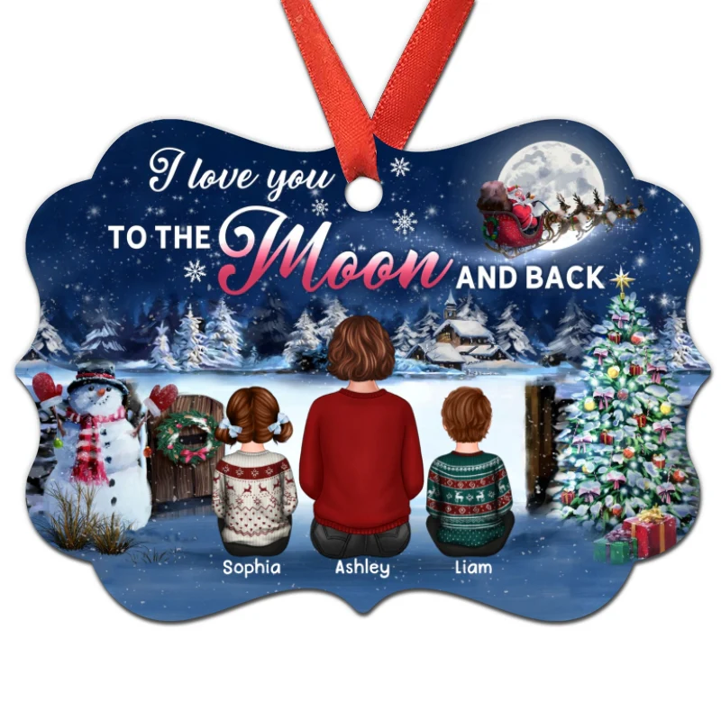 Christmas Gate Grandma Grandkids To The Moon Personalized Christmas Ornament - Image 3