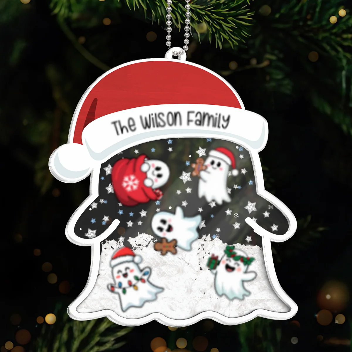 Christmas Ghost Family Personalized Shaker Ornament - Image 10