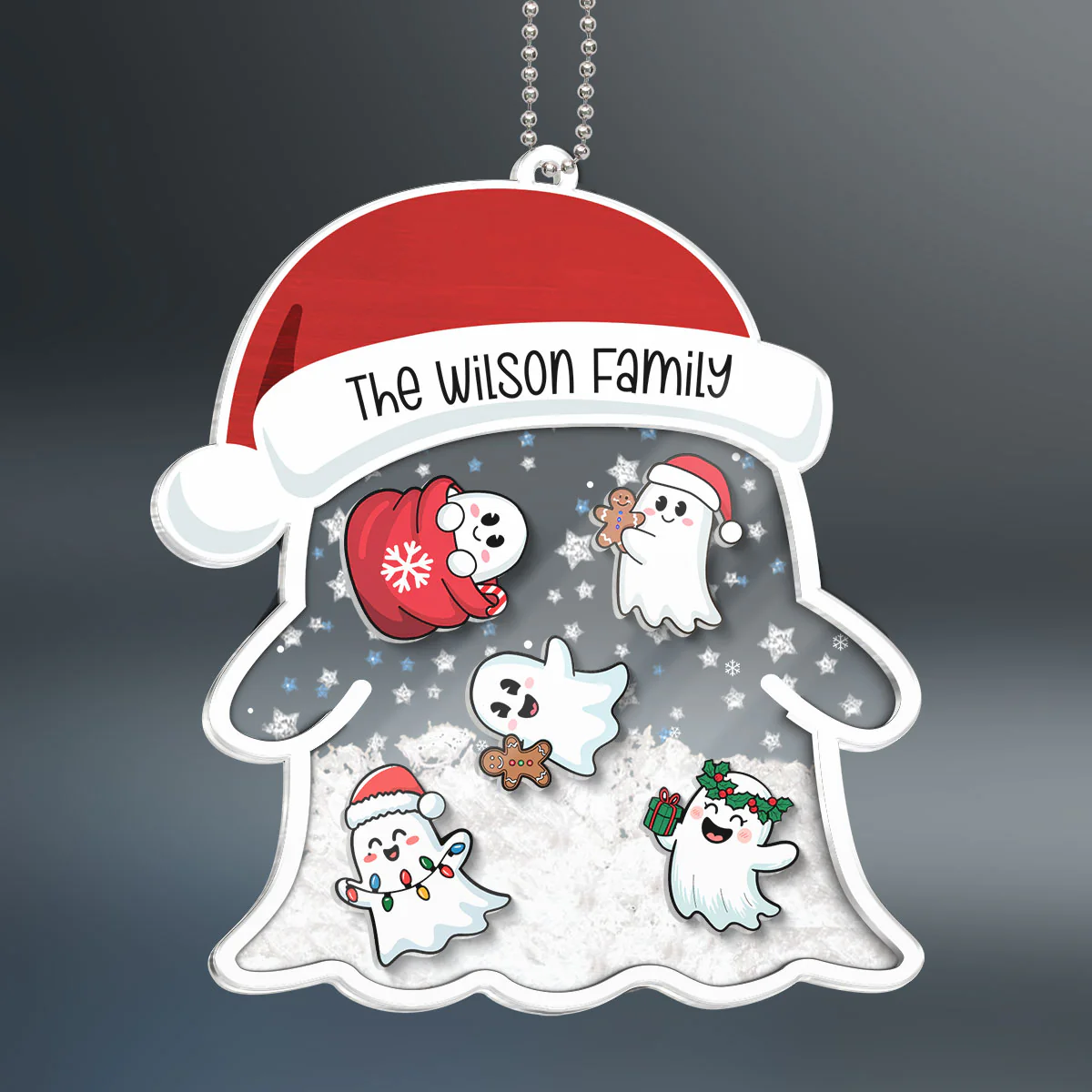 Christmas Ghost Family Personalized Shaker Ornament - Image 2