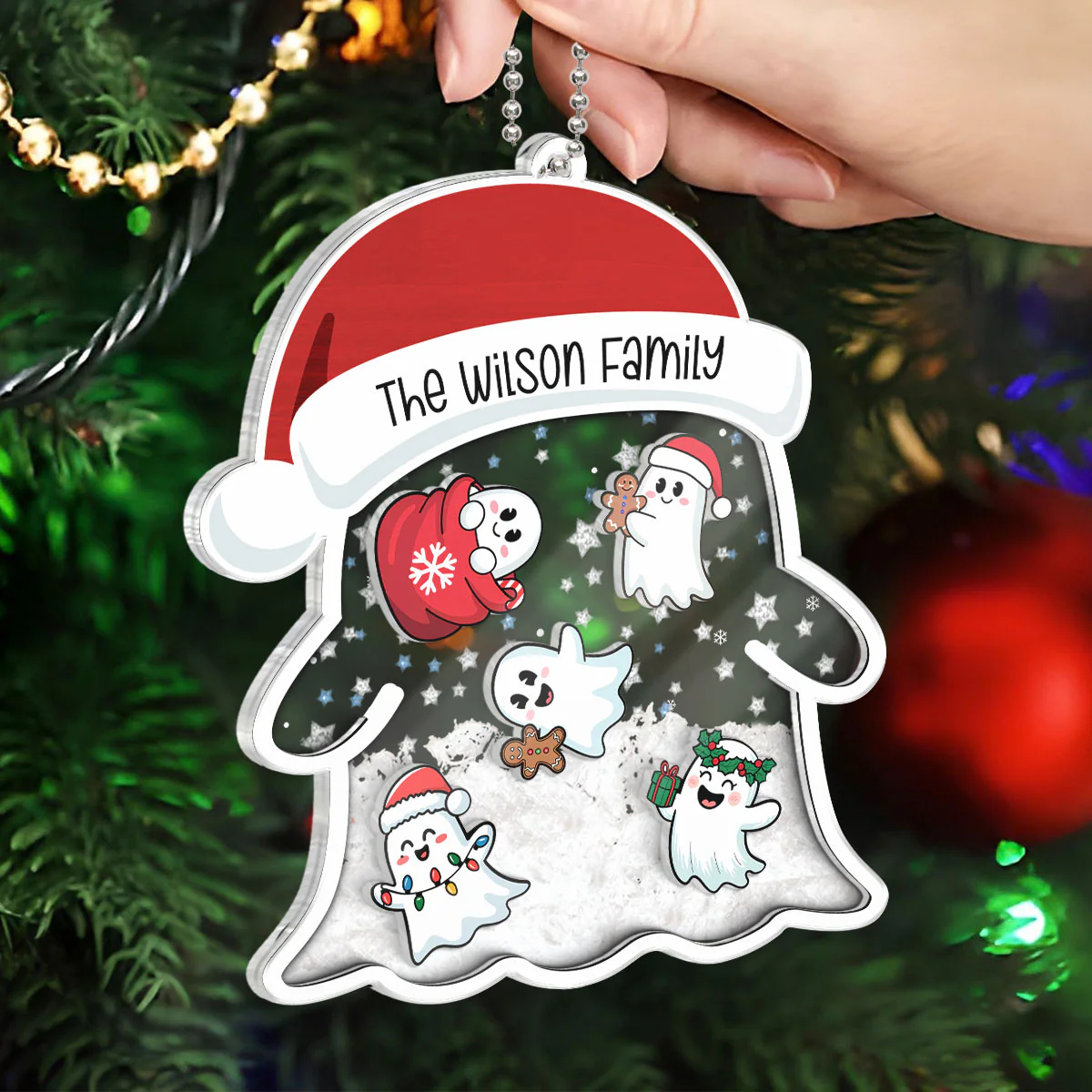 Christmas Ghost Family Personalized Shaker Ornament - Image 4