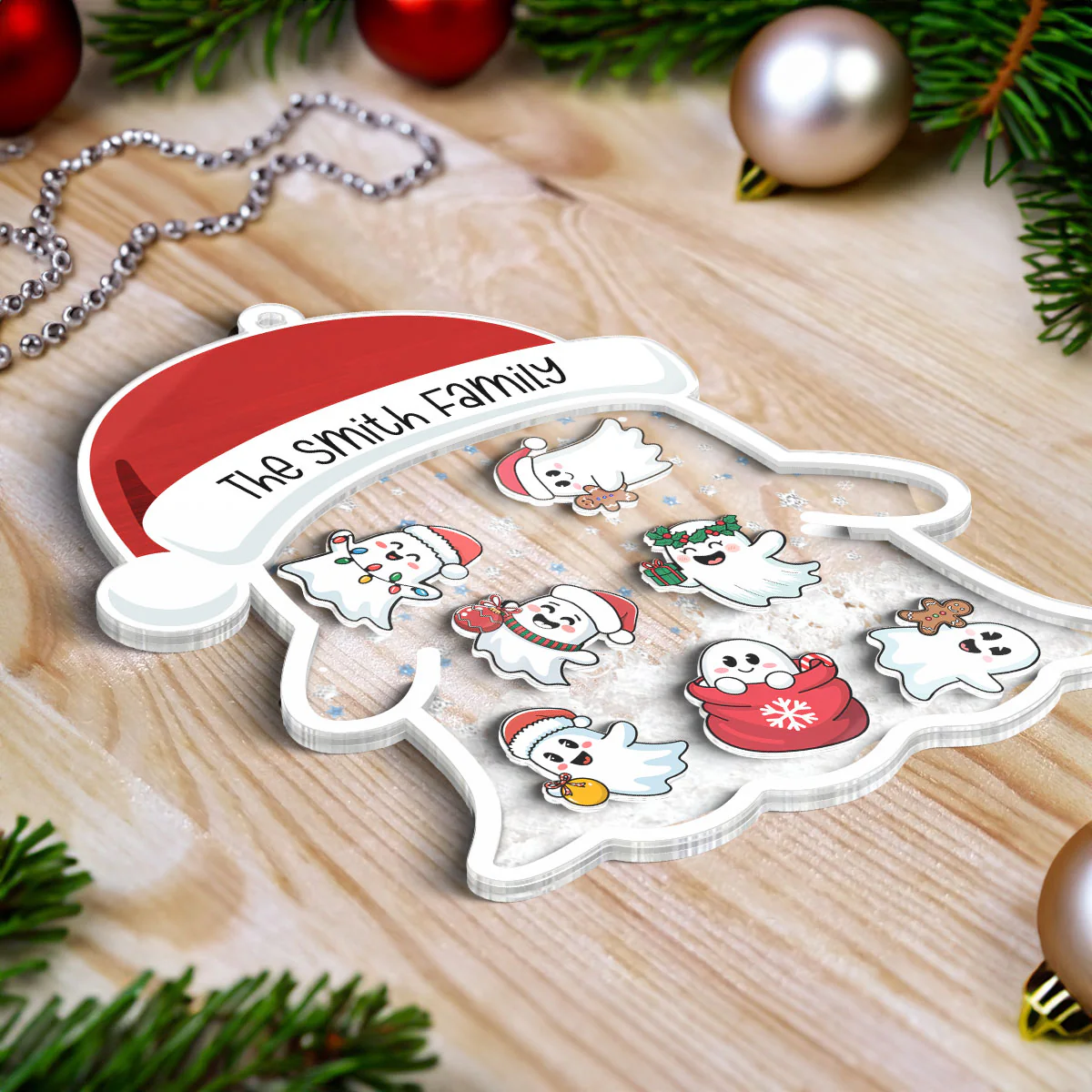 Christmas Ghost Family Personalized Shaker Ornament - Image 6