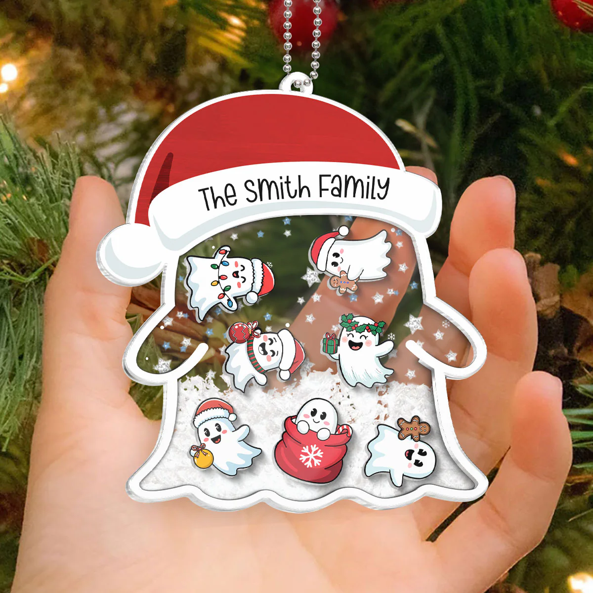 Christmas Ghost Family Personalized Shaker Ornament - Image 7
