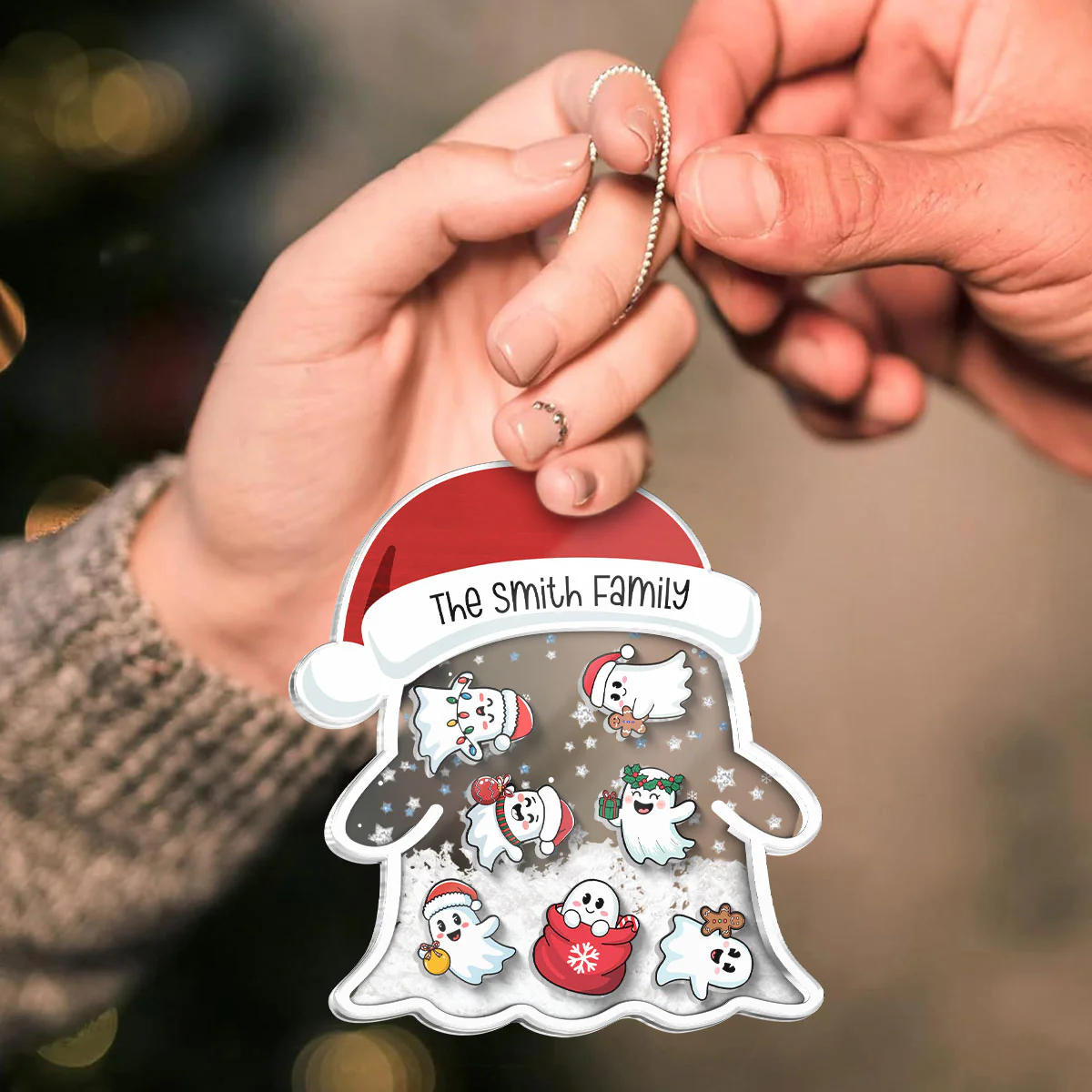 Christmas Ghost Family Personalized Shaker Ornament - Image 8