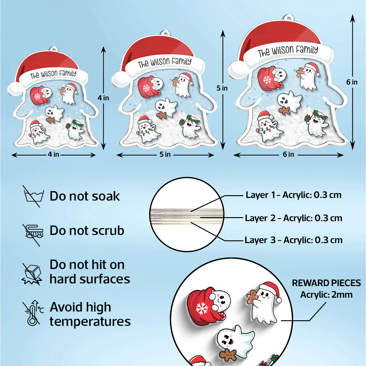Christmas Ghost Family Personalized Shaker Ornament - Image 9