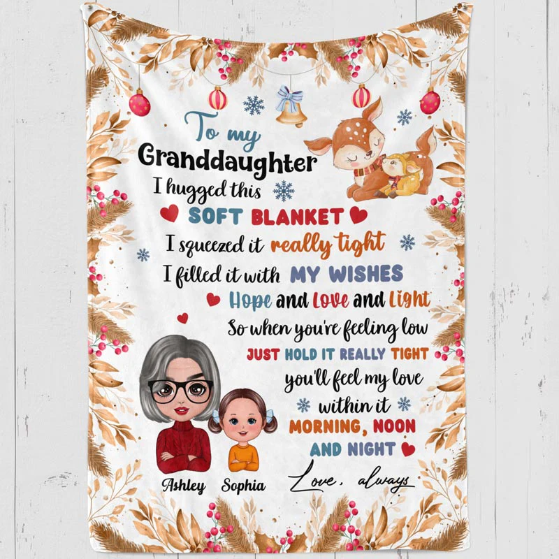 Christmas Gift For Granddaughter Grandson Grandchildren Personalized Fleece Blanket