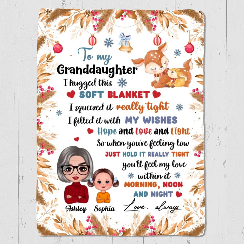 Christmas Gift For Granddaughter Grandson Grandchildren Personalized Fleece Blanket - Image 5