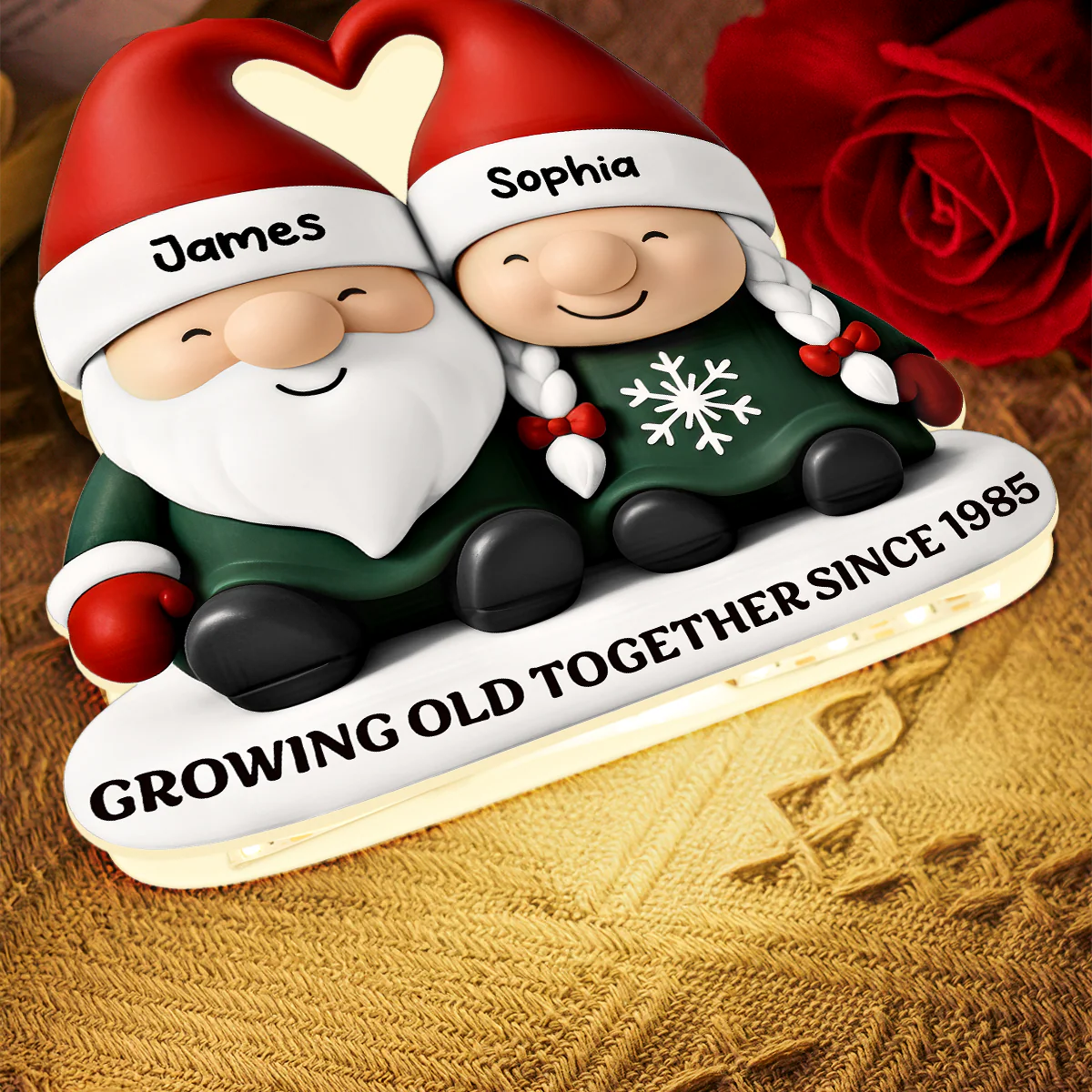 Christmas Gnome Couple Growing Old Together - Personalized Light Box - Gift For Couple - Image 7