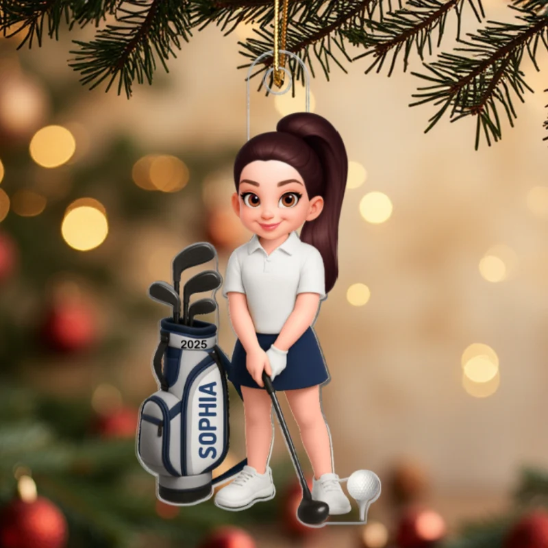 3D Effect Christmas Golf Man Woman - Personalized Acrylic Ornament - Gift For Golfers - Image 8