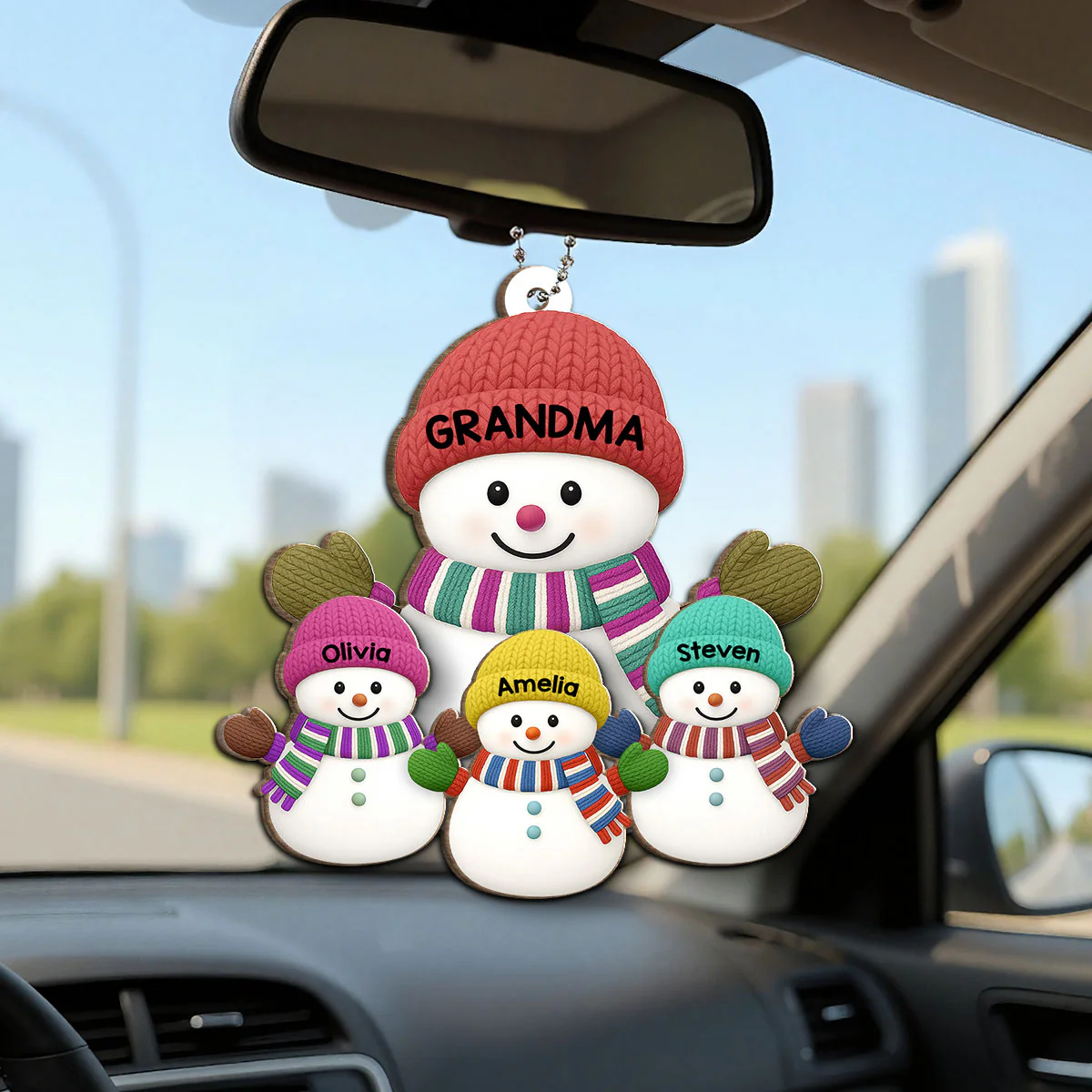 Christmas Grandma Grandkids Snowman Together Christmas - Personalized 2-Layer Wooden Ornament - Image 10