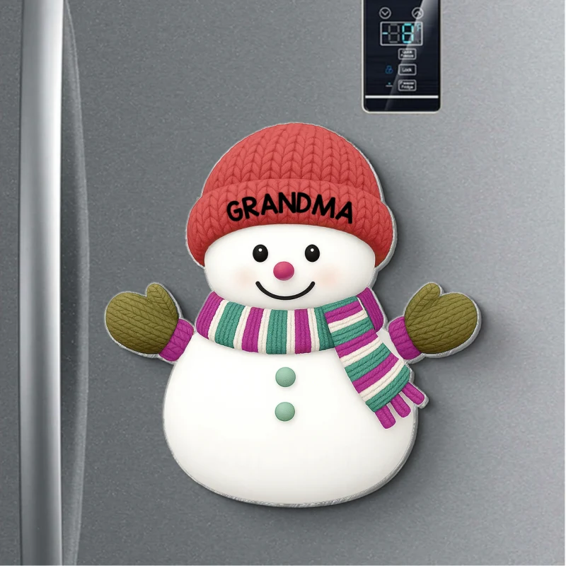 Christmas Grandma Grandpa And Grandkids Snowman Together - Personalized Acrylic Fridge Magnet - Image 11