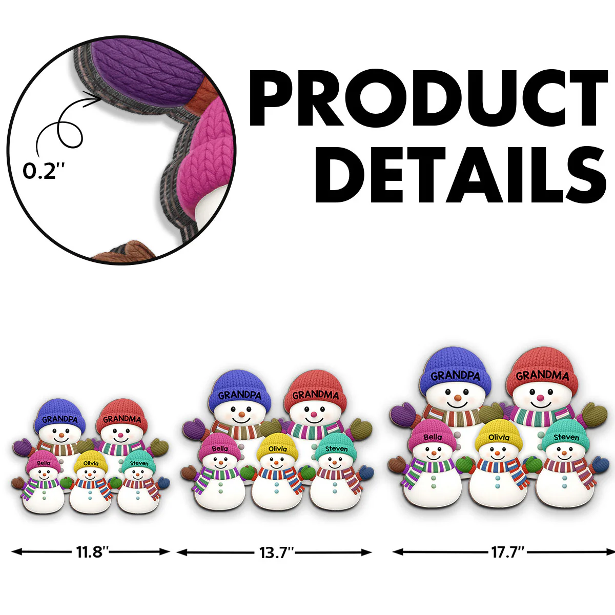 Christmas Grandma Grandpa And Grandkids Snowman Together - Personalized Wood Sign - Image 9