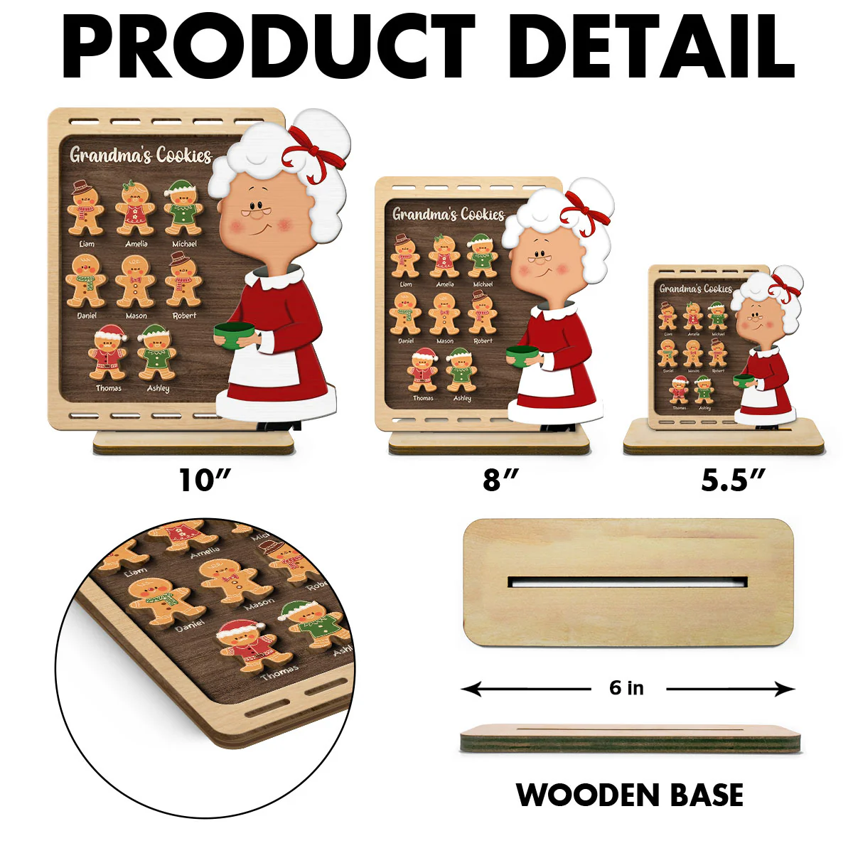 Christmas Grandma's Cookies Personalized 2-Layer Standing Wooden Plaque - Image 6