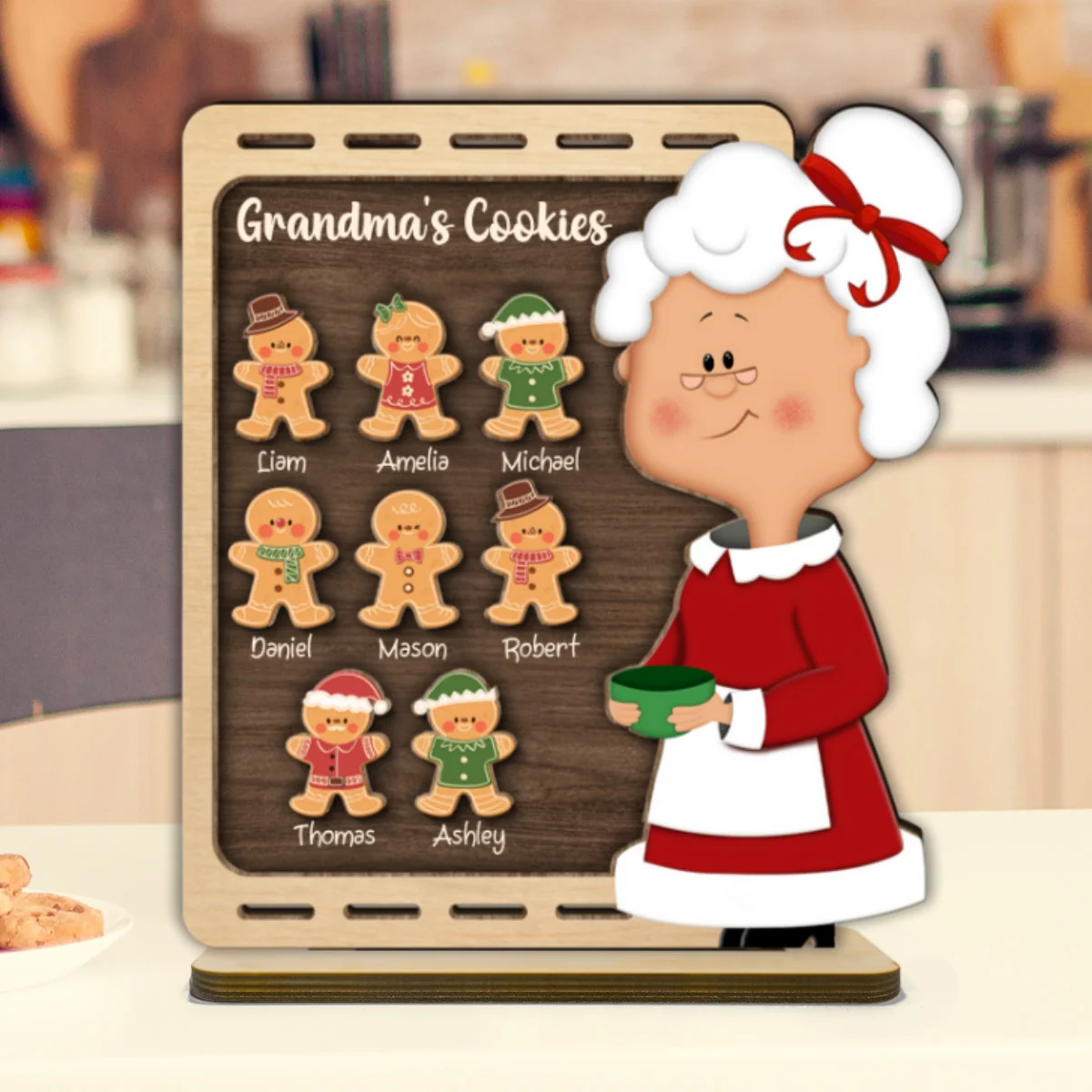 Christmas Grandma's Cookies Personalized 2-Layer Standing Wooden Plaque - Image 8