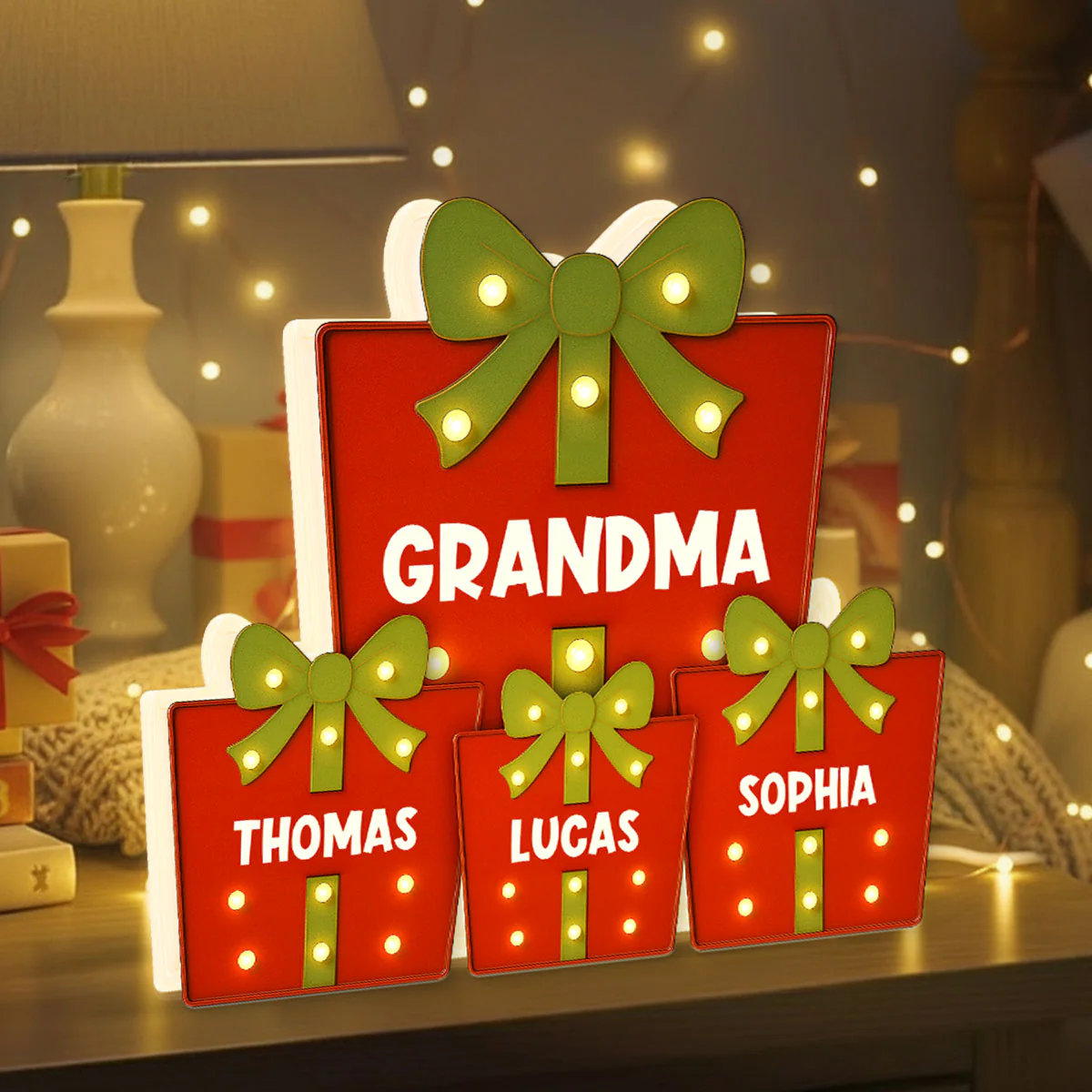 Christmas Grandma's Favorite Gifts Custom Kids Names Christmas Personalized LED Light Box - Image 7