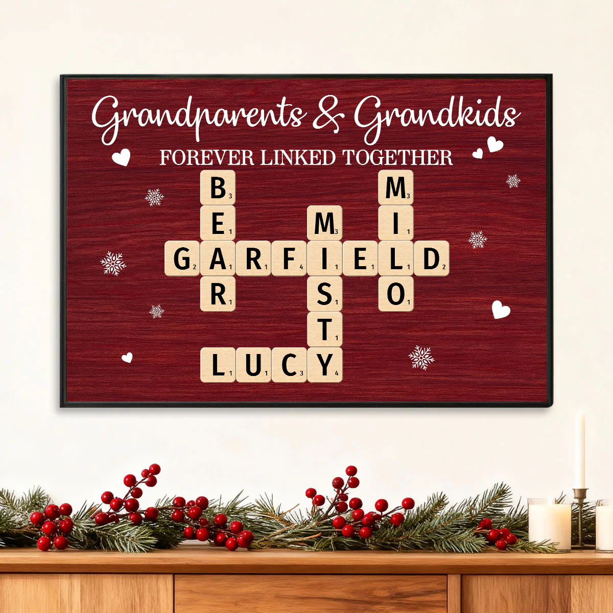 Christmas Grandparents Grandkids Forever Linked Together Crossword Puzzle Art - Personalized Poster - Gift For Grandparents - Image 2