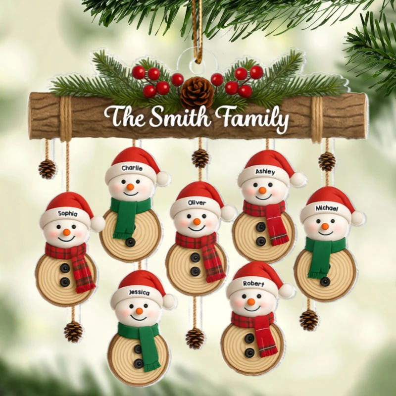 Christmas Hanging Snowman Family - Personalized Acrylic Ornament - Christmas Gift for Family - Image 9