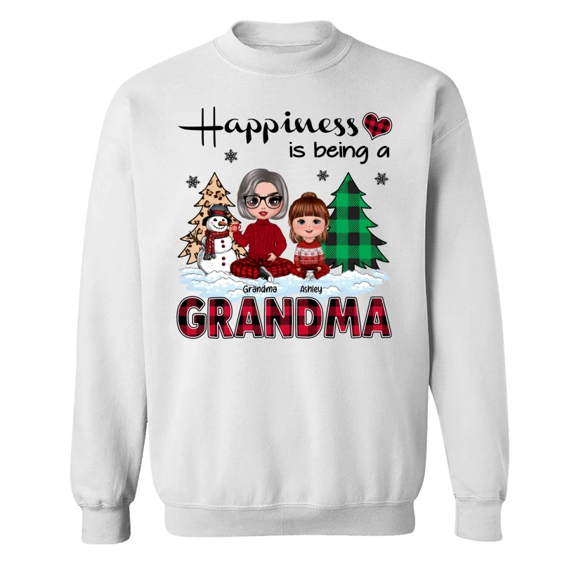 Christmas Happiness Is Being Grandma Personalized Shirt - Image 13