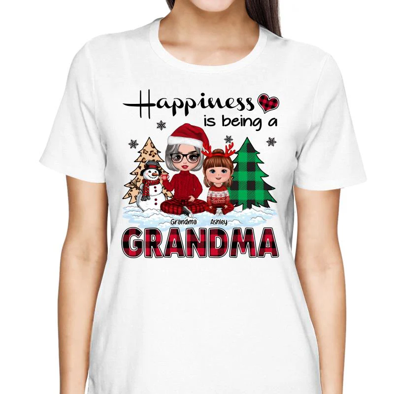 Christmas Happiness Is Being Grandma Personalized Shirt - Image 2
