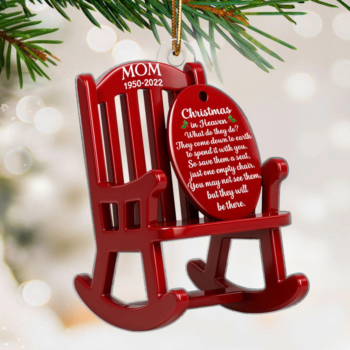 Christmas in Heaven Personalized 3D Effect Acrylic Rememberance Ornament, Heartwarming Gift for Loved Ones, Christmas Sympathy Gift - Image 3