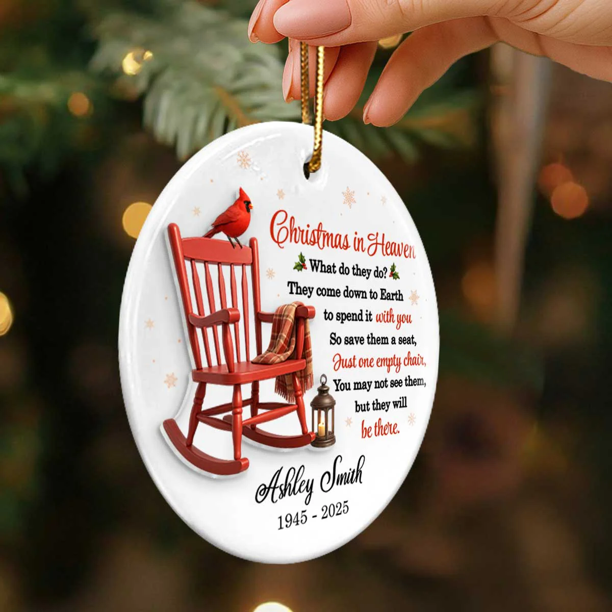 Christmas in Heaven - Personalized Ceramic Ornament with Acrylic - Sympathy Gift For Loss Of Loved Ones - Image 2