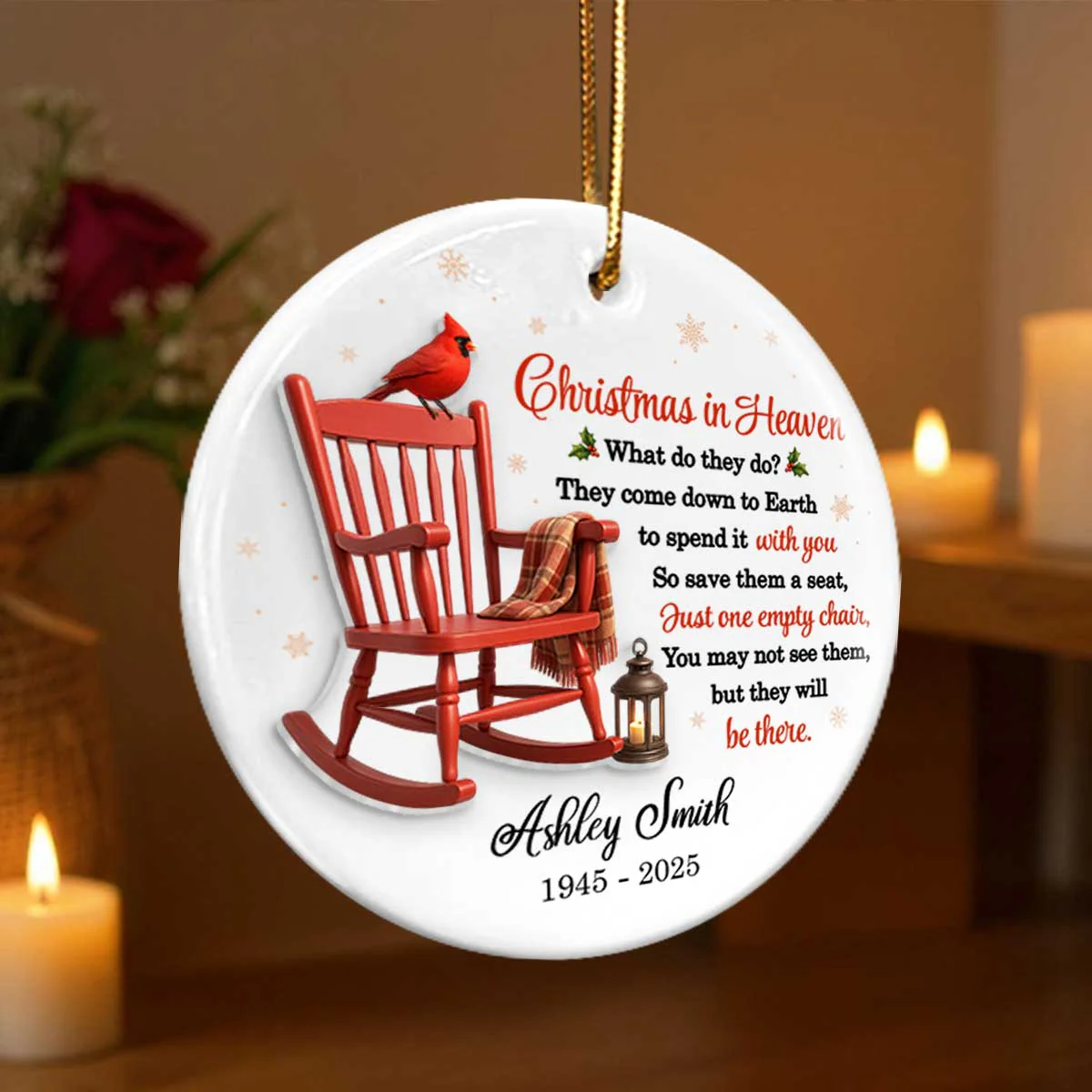 Christmas in Heaven - Personalized Ceramic Ornament with Acrylic - Sympathy Gift For Loss Of Loved Ones - Image 7