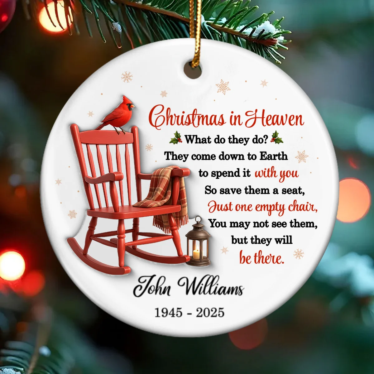 Christmas in Heaven - Personalized Ceramic Ornament with Acrylic - Sympathy Gift For Loss Of Loved Ones - Image 9