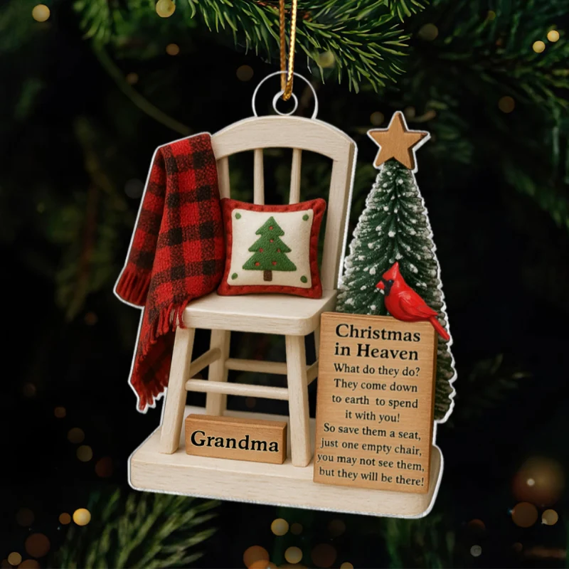 Christmas In Heaven Save A Seat - Personalized Acrylic Ornament - Christmas Memorial Keepsake For Family - Image 11
