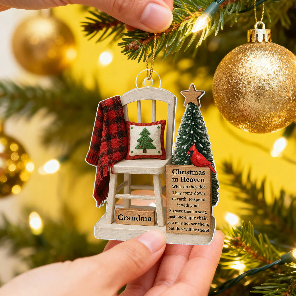Christmas In Heaven Save A Seat - Personalized Acrylic Ornament - Christmas Memorial Keepsake For Family - Image 2