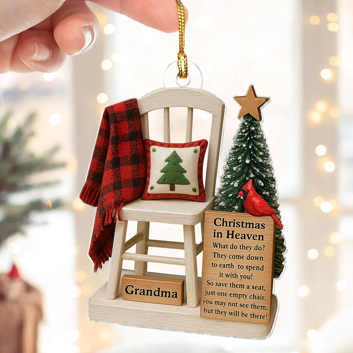 Christmas In Heaven Save A Seat - Personalized Acrylic Ornament - Christmas Memorial Keepsake For Family - Image 3