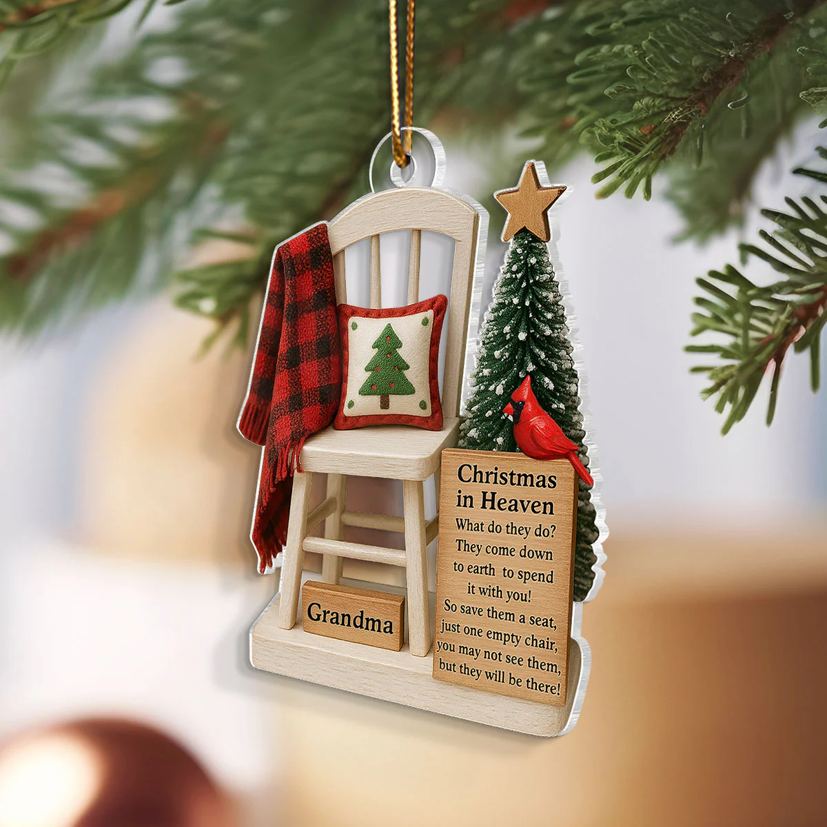 Christmas In Heaven Save A Seat - Personalized Acrylic Ornament - Christmas Memorial Keepsake For Family - Image 5