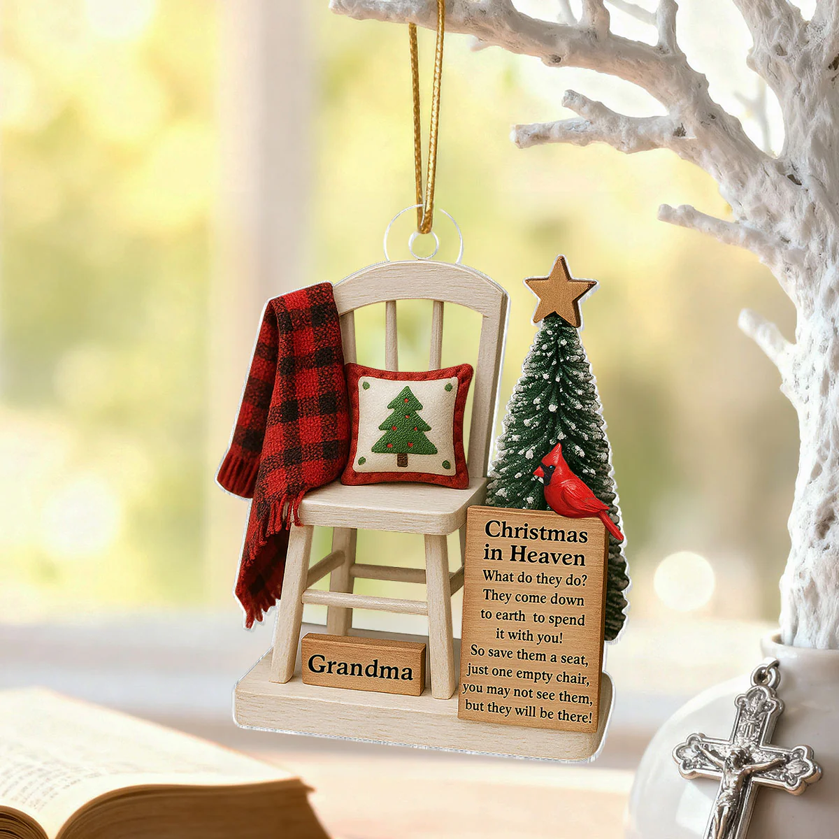 Christmas In Heaven Save A Seat - Personalized Acrylic Ornament - Christmas Memorial Keepsake For Family - Image 6