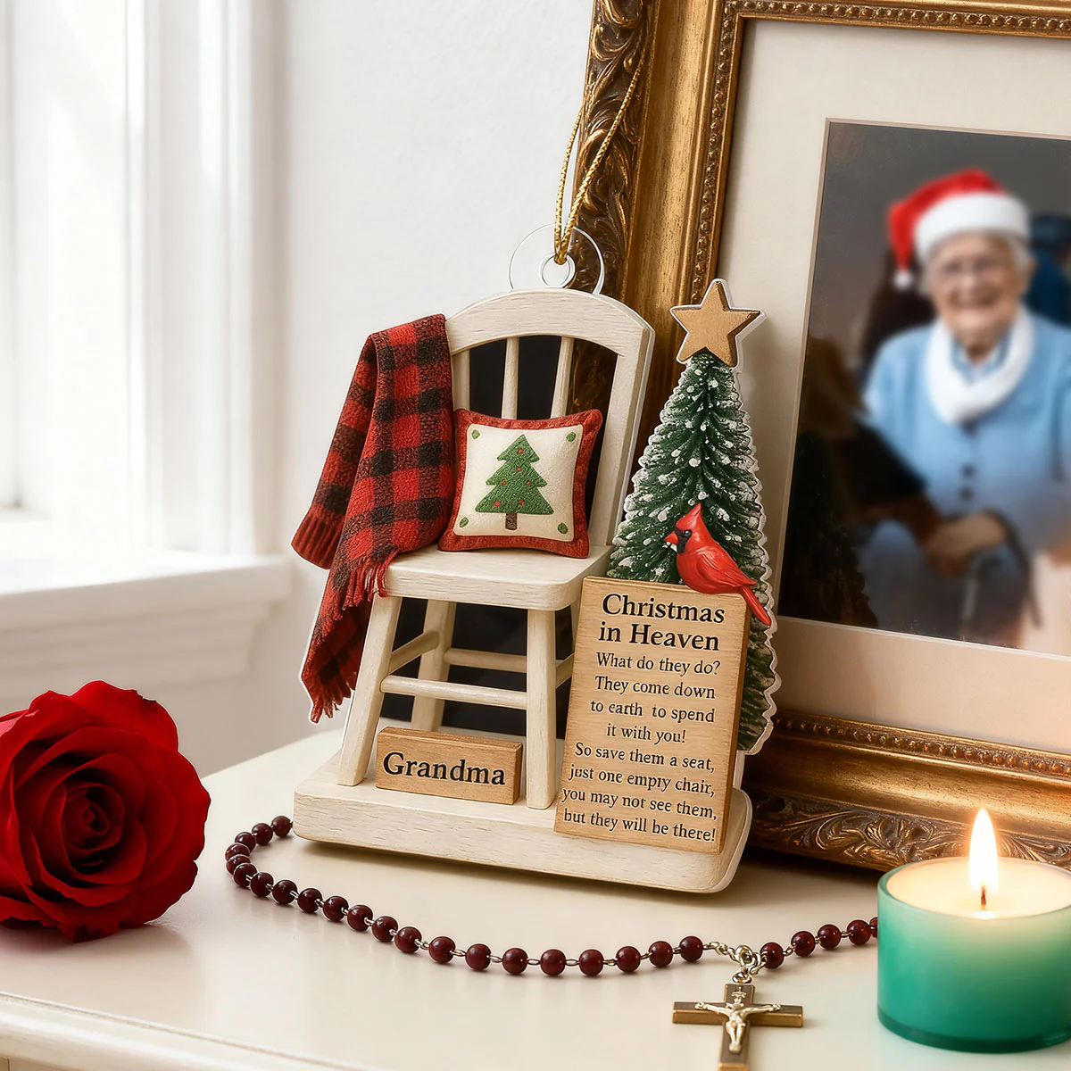 Christmas In Heaven Save A Seat - Personalized Acrylic Ornament - Christmas Memorial Keepsake For Family - Image 7
