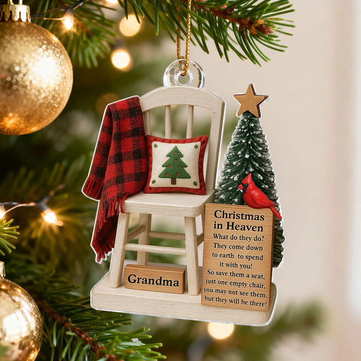 Christmas In Heaven Save A Seat - Personalized Acrylic Ornament - Christmas Memorial Keepsake For Family - Image 8