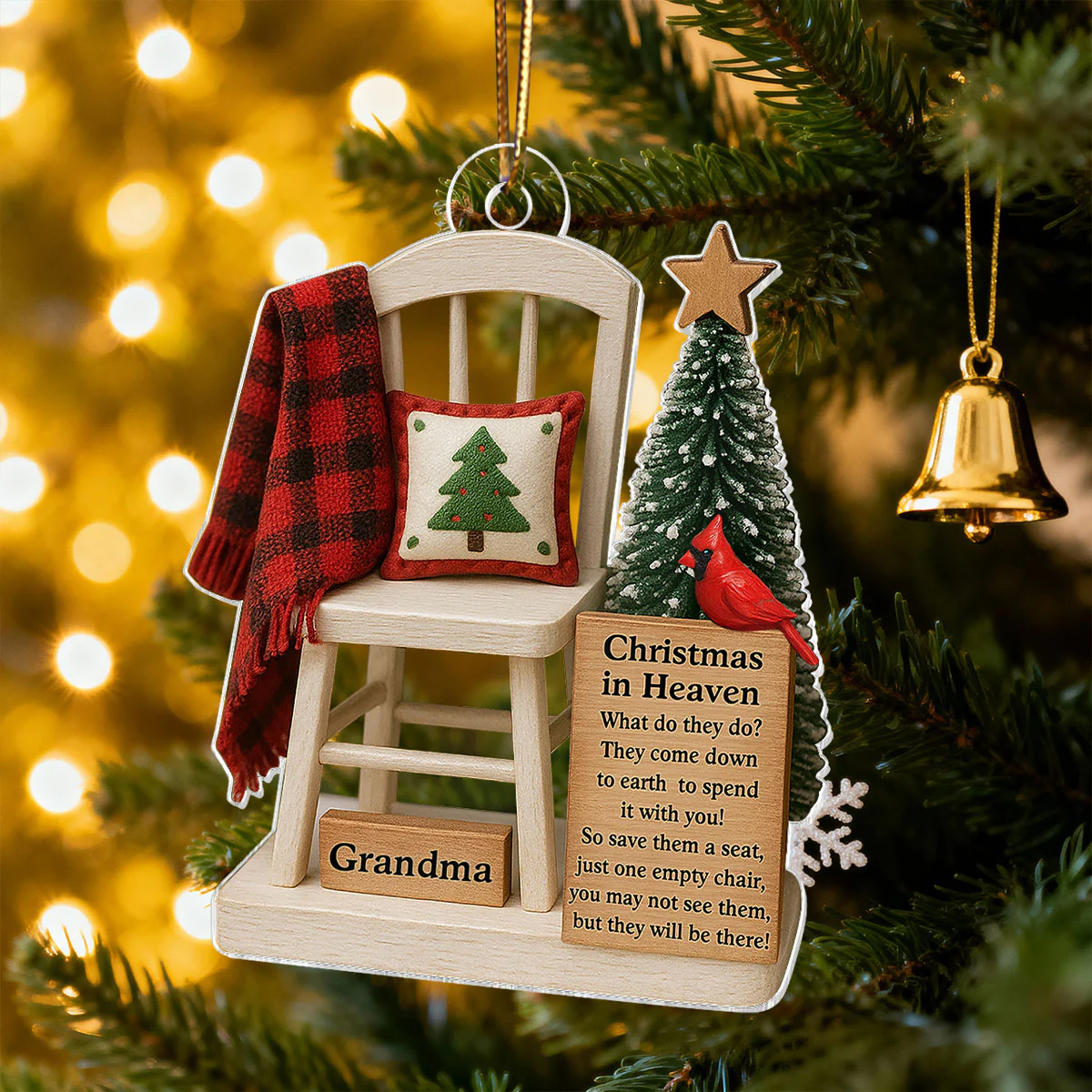 Christmas In Heaven Save A Seat - Personalized Acrylic Ornament - Christmas Memorial Keepsake For Family - Image 9