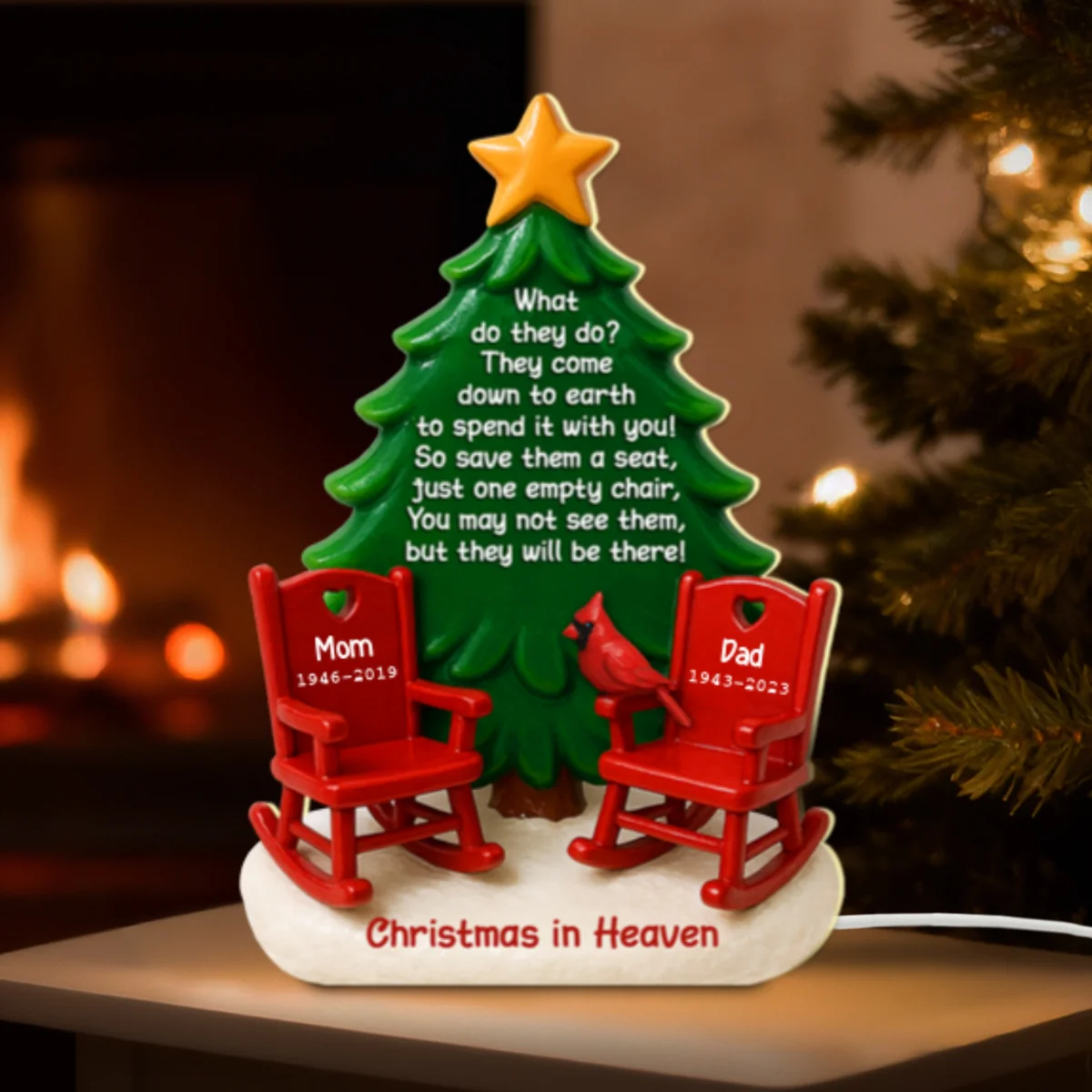 Christmas In Heaven Save A Seat 3D Effect - Personalized Light Box - Crhistmas Memorial Keepsake For Family - Image 10