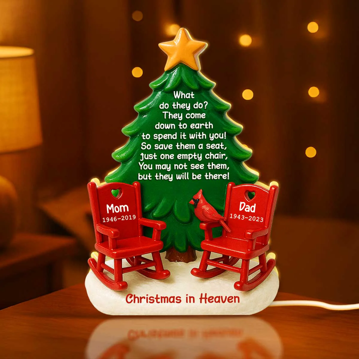 Christmas In Heaven Save A Seat 3D Effect - Personalized Light Box - Crhistmas Memorial Keepsake For Family - Image 2