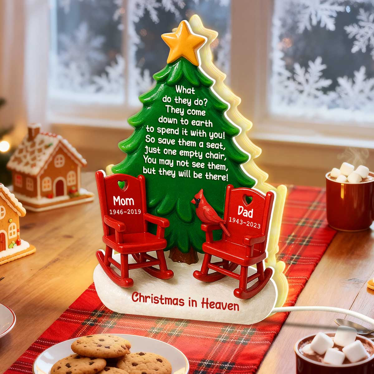 Christmas In Heaven Save A Seat 3D Effect - Personalized Light Box - Crhistmas Memorial Keepsake For Family - Image 3
