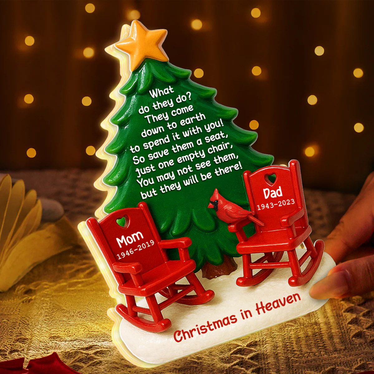 Christmas In Heaven Save A Seat 3D Effect - Personalized Light Box - Crhistmas Memorial Keepsake For Family - Image 4