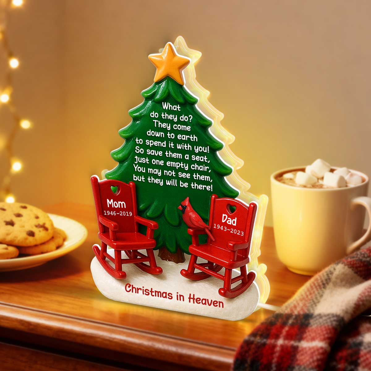 Christmas In Heaven Save A Seat 3D Effect - Personalized Light Box - Crhistmas Memorial Keepsake For Family - Image 7